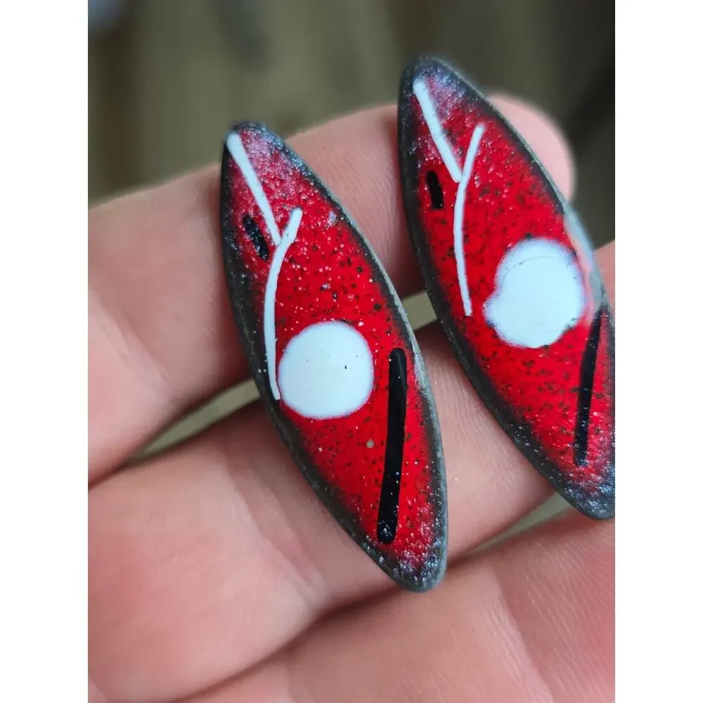 Lot 4 Sets Enamel On Copper Abstract Cufflinks 1960's Signed 